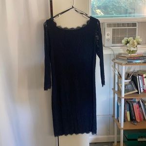 Navy Diane Furstenburg Cocktail Dress, Size 10! Classy & a Little Sexy!